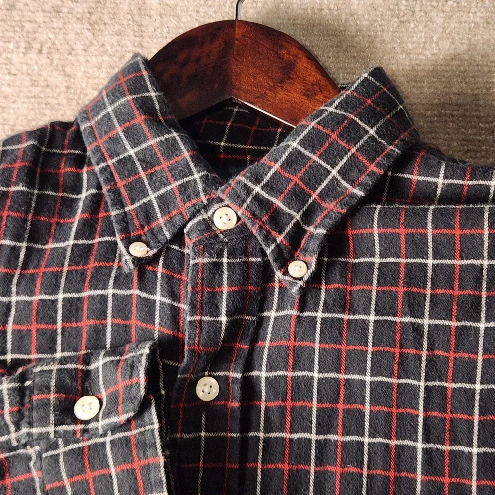 Polo‎ Ralph Lauren Button Down Shirt Mens L Black Red Plaid Flannel Pony Logo